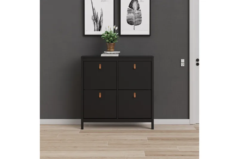 Vallvidera Skoskåp 25x102 cm - Svart/Natur - Förvaring - Skåp - Förvaringsskåp