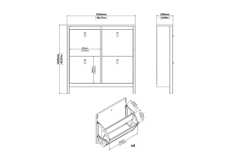 Vallvidera Skoskåp 25x102 cm - Svart/Natur - Förvaring - Skåp - Förvaringsskåp