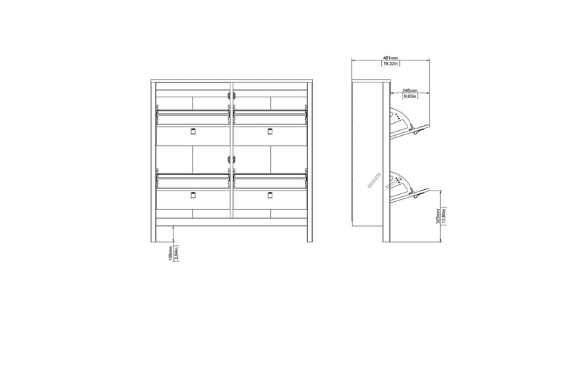 Vallvidera Skoskåp 25x102 cm - Vit/Natur - Förvaring - Skåp - Förvaringsskåp