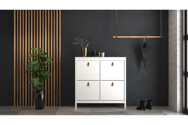 Vallvidera Skoskåp 25x102 cm - Vit/Natur - Förvaring - Skåp - Förvaringsskåp