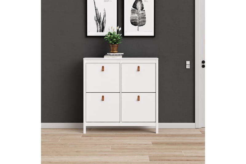 Vallvidera Skoskåp 25x102 cm - Vit/Natur - Förvaring - Skåp - Förvaringsskåp