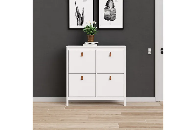 Vallvidera Skoskåp 25x102 cm - Vit/Natur - Förvaring - Skåp - Förvaringsskåp