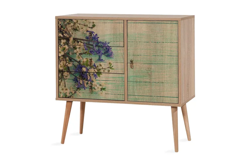 Vellavie Förvaringsskåp Körsbärsblom, Grön/Brun