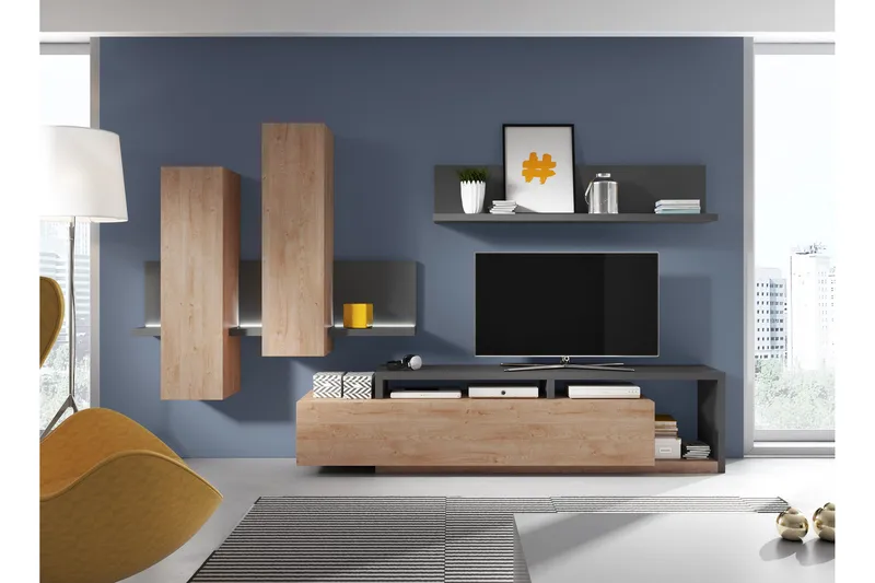 Wesley Skåp - Mörkgrå/Trä - Förvaring - Skåp - Förvaringsskåp