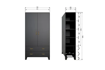 Wickam Förvaringsskåp 98x190 cm - Svart - Förvaring - Skåp - Förvaringsskåp