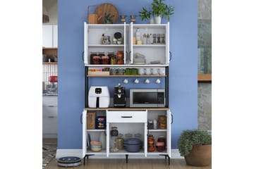 Flerfunktionsskåp Cerreta 127 Valnöt / Vit - Mediumfärgat trä/Vit - Förvaring - Skåp - Förvaringsskåp