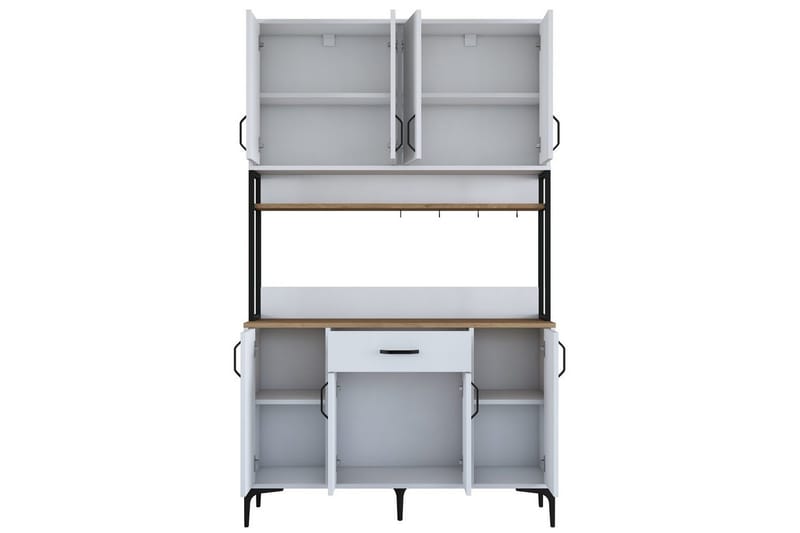 Flerfunktionsskåp Cerreta 127 Valnöt / Vit - Mediumfärgat trä/Vit - Förvaring - Skåp - Förvaringsskåp