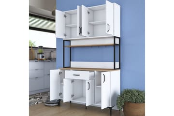 Flerfunktionsskåp Cerreta 127 Valnöt / Vit - Mediumfärgat trä/Vit - Förvaring - Skåp - Förvaringsskåp