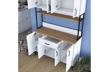 Flerfunktionsskåp Cerreta 127 Valnöt / Vit - Mediumfärgat trä/Vit - Förvaring - Skåp - Förvaringsskåp