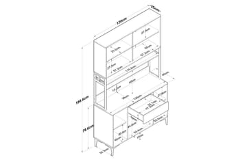 Flerfunktionsskåp Cerreta 127 Valnöt / Vit - Mediumfärgat trä/Vit - Förvaring - Skåp - Förvaringsskåp