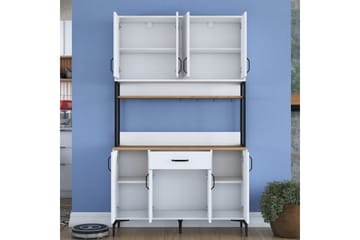 Flerfunktionsskåp Cerreta 127 Valnöt / Vit - Mediumfärgat trä/Vit - Förvaring - Skåp - Förvaringsskåp