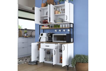 Flerfunktionsskåp Cerreta 127 Valnöt / Vit - Mediumfärgat trä/Vit - Förvaring - Skåp - Förvaringsskåp