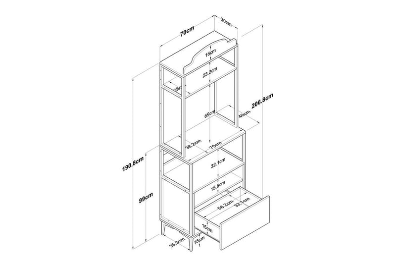 Flerfunktionsskåp Cerreta 154 (70 x 206,8 x 40 cm) - Brun - Förvaring - Skåp - Förvaringsskåp