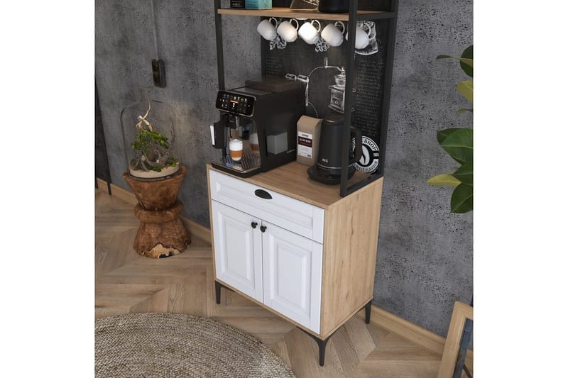 Flerfunktionsskåp Cerreta 157 Valnöt / Vit - Vit/Mörkfärgat trä - Förvaring - Skåp - Förvaringsskåp