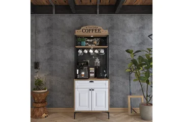 Flerfunktionsskåp Cerreta 157 Valnöt / Vit - Vit/Mörkfärgat trä - Förvaring - Skåp - Förvaringsskåp