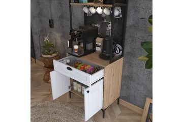 Flerfunktionsskåp Cerreta 157 Valnöt / Vit - Vit/Mörkfärgat trä - Förvaring - Skåp - Förvaringsskåp