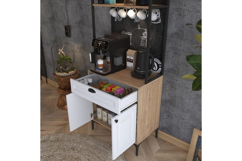 Flerfunktionsskåp Cerreta 157 Valnöt / Vit - Vit/Mörkfärgat trä - Förvaring - Skåp - Förvaringsskåp