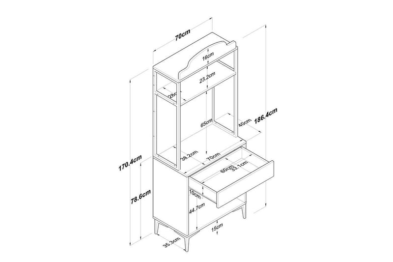Flerfunktionsskåp Cerreta 157 Valnöt / Vit - Vit/Mörkfärgat trä - Förvaring - Skåp - Förvaringsskåp