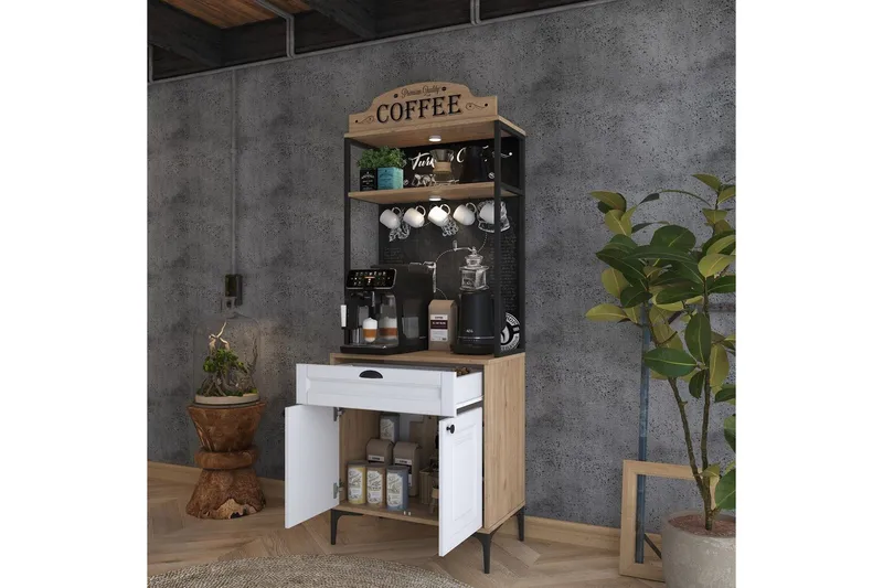 Flerfunktionsskåp Cerreta 157 Valnöt / Vit - Vit/Mörkfärgat trä - Förvaring - Skåp - Förvaringsskåp