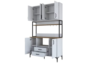 Flerfunktionsskåp Cerreta 169 Valnöt / Vit - Vit - Förvaring - Skåp - Förvaringsskåp