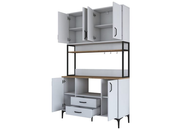 Flerfunktionsskåp Cerreta 169 Valnöt / Vit - Vit - Förvaring - Skåp - Förvaringsskåp