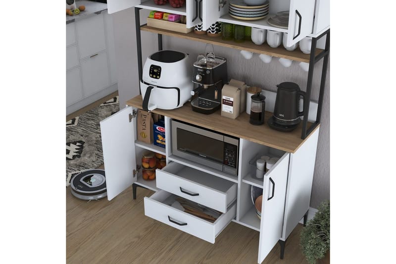 Flerfunktionsskåp Cerreta 169 Valnöt / Vit - Vit - Förvaring - Skåp - Förvaringsskåp