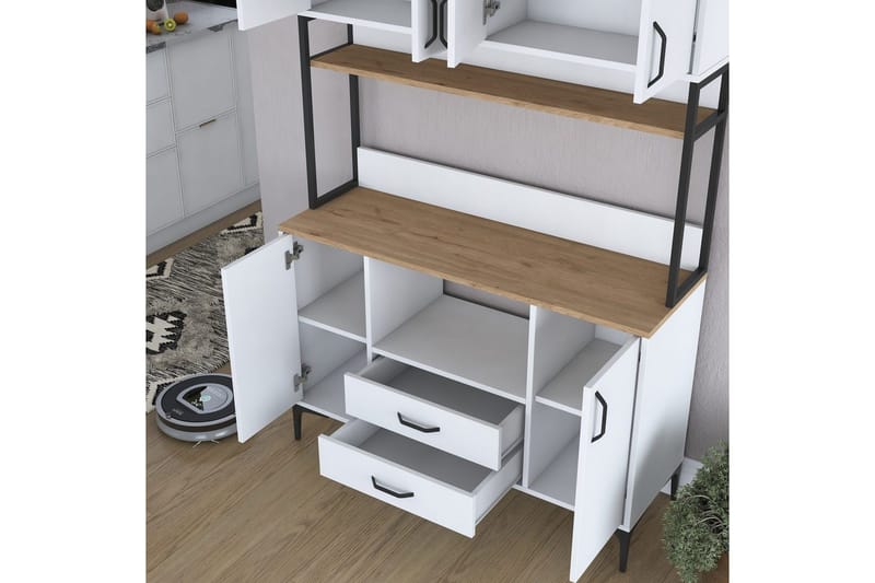 Flerfunktionsskåp Cerreta 169 Valnöt / Vit - Vit - Förvaring - Skåp - Förvaringsskåp