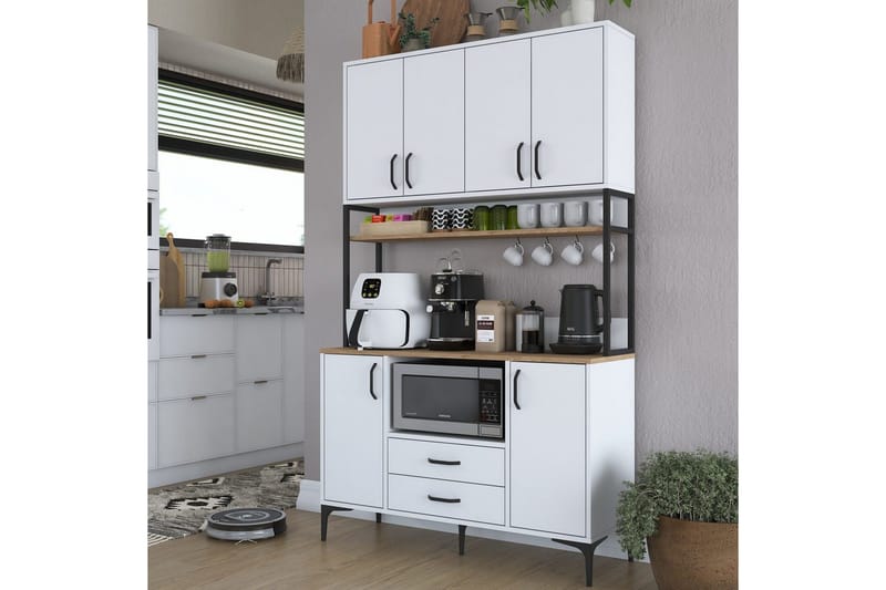 Flerfunktionsskåp Cerreta 169 Valnöt / Vit - Vit - Förvaring - Skåp - Förvaringsskåp
