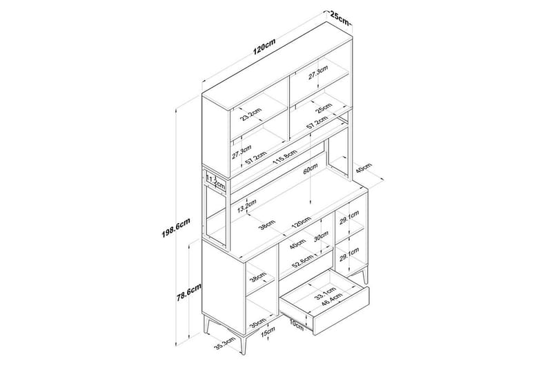 Flerfunktionsskåp Cerreta 169 Valnöt / Vit - Vit - Förvaring - Skåp - Förvaringsskåp