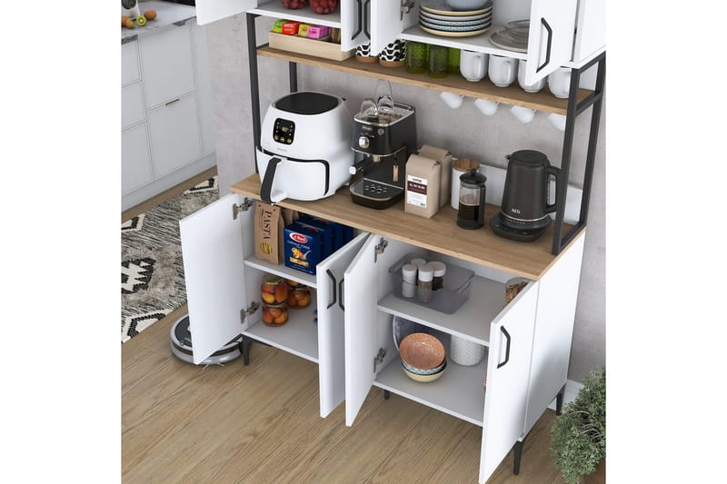 Flerfunktionsskåp Cerreta 173 Valnöt / Vit - Valnöt / Vit - Förvaring - Skåp - Förvaringsskåp