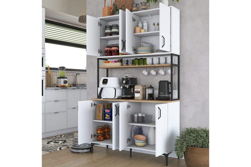Flerfunktionsskåp Cerreta 173 Valnöt / Vit - Valnöt / Vit - Förvaring - Skåp - Förvaringsskåp