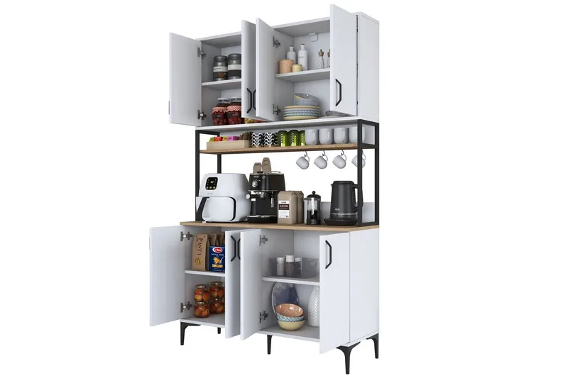 Flerfunktionsskåp Cerreta 173 Valnöt / Vit, Valnöt / Vit