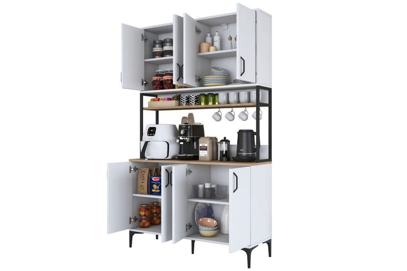 Flerfunktionsskåp Cerreta 173 Valnöt / Vit, Valnöt / Vit