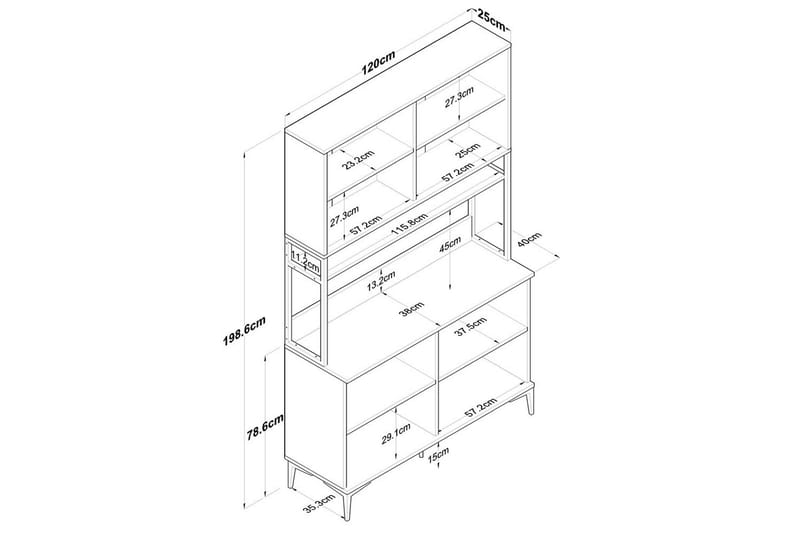 Flerfunktionsskåp Cerreta 173 Vit - Vit - Förvaring - Skåp - Förvaringsskåp