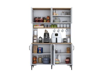 Flerfunktionsskåp Cerreta 176 Valnöt / Vit - Mediumfärgat trä/Vit - Förvaring - Skåp - Förvaringsskåp