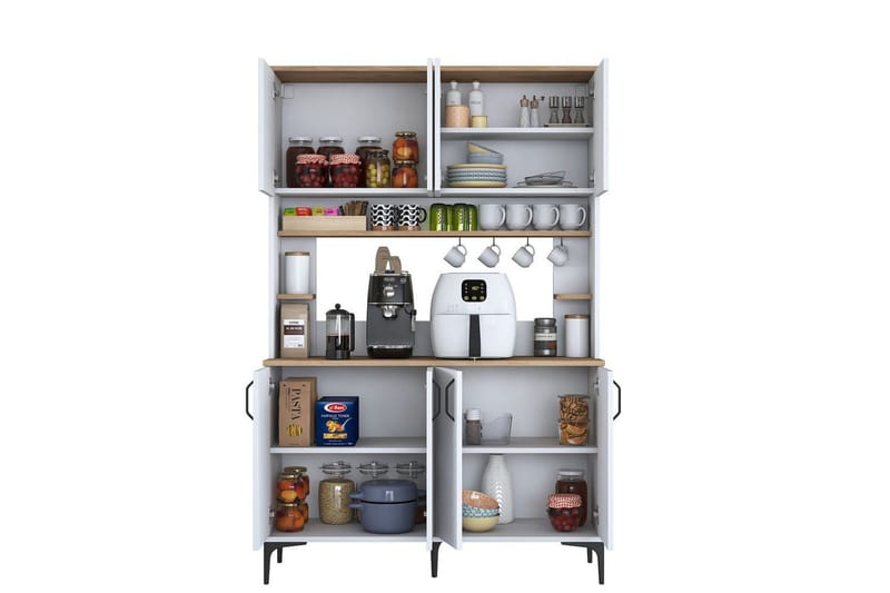 Flerfunktionsskåp Cerreta 176 Valnöt / Vit - Mediumfärgat trä/Vit - Förvaring - Skåp - Förvaringsskåp