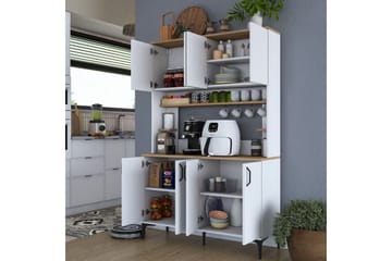 Flerfunktionsskåp Cerreta 176 Valnöt / Vit - Mediumfärgat trä/Vit - Förvaring - Skåp - Förvaringsskåp