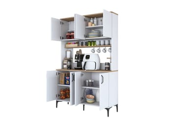 Flerfunktionsskåp Cerreta 176 Valnöt / Vit - Mediumfärgat trä/Vit - Förvaring - Skåp - Förvaringsskåp