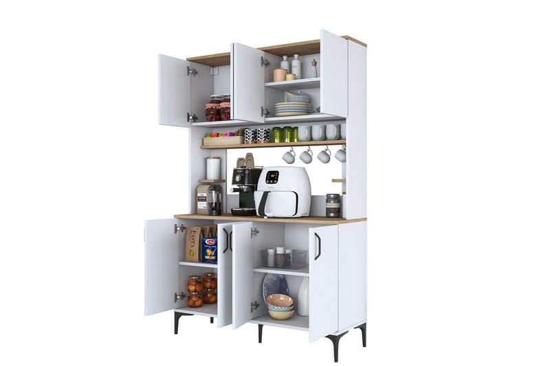 Flerfunktionsskåp Cerreta 176 Valnöt / Vit - Mediumfärgat trä/Vit - Förvaring - Skåp - Förvaringsskåp