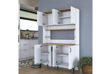 Flerfunktionsskåp Cerreta 176 Valnöt / Vit - Mediumfärgat trä/Vit - Förvaring - Skåp - Förvaringsskåp