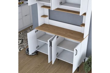 Flerfunktionsskåp Cerreta 176 Valnöt / Vit - Mediumfärgat trä/Vit - Förvaring - Skåp - Förvaringsskåp