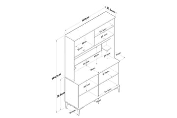 Flerfunktionsskåp Cerreta 176 Valnöt / Vit - Mediumfärgat trä/Vit - Förvaring - Skåp - Förvaringsskåp