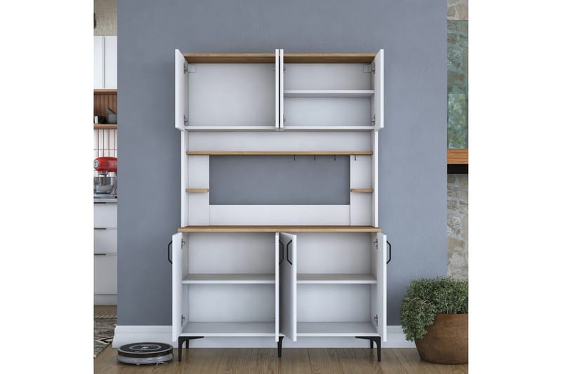 Flerfunktionsskåp Cerreta 176 Valnöt / Vit - Mediumfärgat trä/Vit - Förvaring - Skåp - Förvaringsskåp