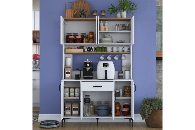 Flerfunktionsskåp Cerreta 177 Valnöt / Vit - Valnöt / Vit - Förvaring - Skåp - Förvaringsskåp