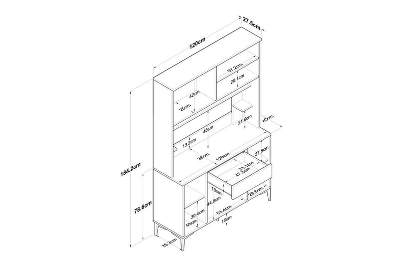 Flerfunktionsskåp Cerreta 177 Vit - Vit - Förvaring - Skåp - Förvaringsskåp