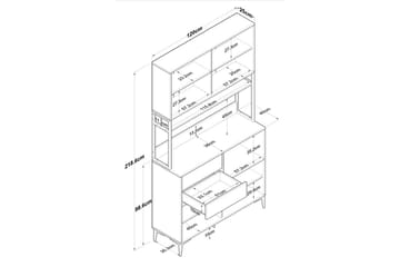 Flerfunktionsskåp Cerreta 179 Valnöt / Vit / Svart - Valnöt / Vit / Svart - Förvaring - Skåp - Förvaringsskåp