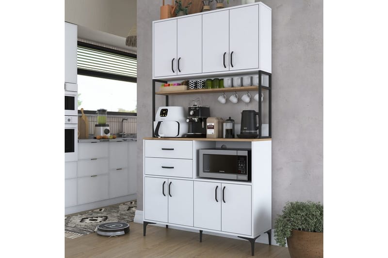 Flerfunktionsskåp Cerreta 179 Valnöt / Vit / Svart - Valnöt / Vit / Svart - Förvaring - Skåp - Förvaringsskåp