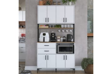 Flerfunktionsskåp Cerreta 179 Valnöt / Vit / Svart - Valnöt / Vit / Svart - Förvaring - Skåp - Förvaringsskåp