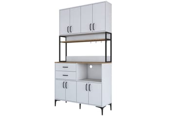 Flerfunktionsskåp Cerreta 179 Valnöt / Vit / Svart - Valnöt / Vit / Svart - Förvaring - Skåp - Förvaringsskåp