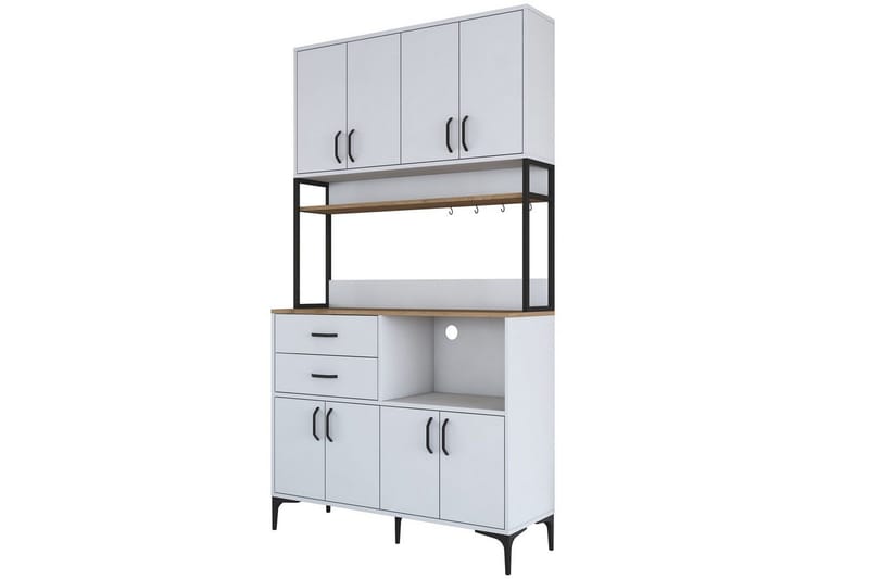 Flerfunktionsskåp Cerreta 179 Valnöt / Vit / Svart, Valnöt / Vit / Svart